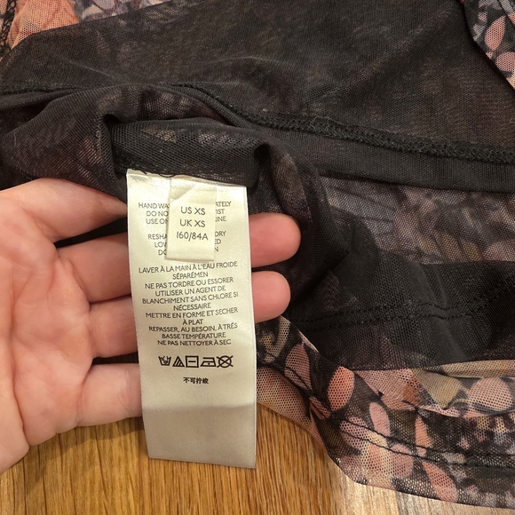 Anthropologie Gauzy Mesh Mock Turtle Neck Floral Lined Extra Small XS - Picture 9 of 10